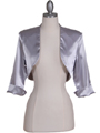 SB1888 Silver Satin Bolero Jacket - Silver, Front View Thumbnail