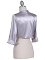 SB1888 Silver Satin Bolero Jacket - Silver, Back View Thumbnail