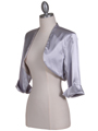 SB1888 Silver Satin Bolero Jacket - Silver, Alt View Thumbnail