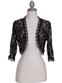 B112 Black Lace Bolero Jacket - Black, Front View Thumbnail