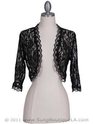 SB1890 Black Lace Bolero Jacket, Black