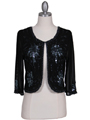 SB1892 Black Beaded Bolero Jacket - Black, Front View Thumbnail
