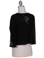 SB1892 Black Beaded Bolero Jacket - Black, Back View Thumbnail