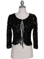SB1893 Black Sequin Bolero Jacket - Black, Front View Thumbnail