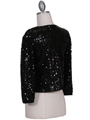 SB1893 Black Sequin Bolero Jacket - Black, Back View Thumbnail