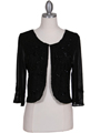 SB1894 Black Beaded Bolero Jacket - Black, Front View Thumbnail