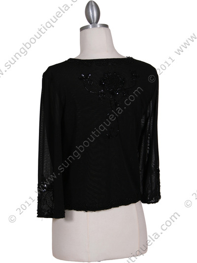 SB1894 Black Beaded Bolero Jacket - Black, Back View Medium