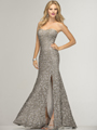 SC47526 Lead and Silver Prom Gown by Scala - Lead Silver, Front View Thumbnail