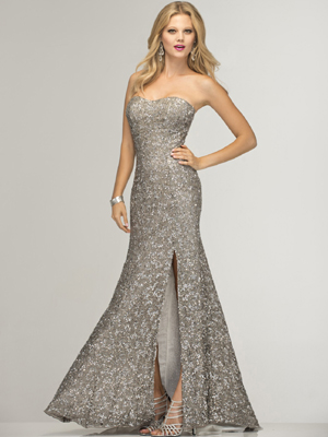 SC47526 Lead and Silver Prom Gown by Scala, Lead Silver