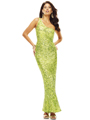 SC47532 One Shoulder Sequin Prom Dress by Scala - Lime, Front View Thumbnail