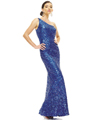 SC47532 One Shoulder Sequin Prom Dress by Scala - Royal Blue, Front View Thumbnail
