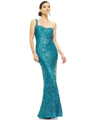 SC47536 One Shoulder Sweetheart Prom Dress by Scala - Turquoise, Front View Thumbnail