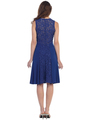 SF-8807 Knee Length Cocktail Dress with Lace - Royal Blue, Back View Thumbnail