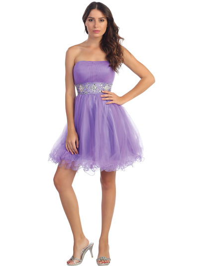 ST6006-1 Strapless Empire Homecoming Dress - Lavender, Front View Medium