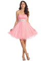 ST6006-1 Strapless Empire Homecoming Dress - Pink, Front View Thumbnail