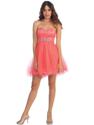 ST6029 Sweetheart Homecoming Dress, Coral