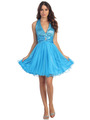 ST7055 Halter Homecoming Dress - Turquoise, Front View Thumbnail