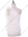 TP102 White One Shoulder Chiffon Top - White, Back View Thumbnail