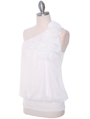 TP102 White One Shoulder Chiffon Top - White, Alt View Thumbnail