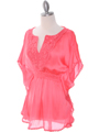 TP105 Coral Silk Chiffon Top - Coral, Alt View Thumbnail