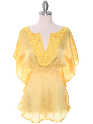 TP105 Yellow Silk Chiffon Top, Yellow
