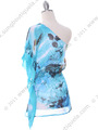 TP120 Blue One Shoulder Print Chiffon Top with Bead - Blue, Back View Thumbnail