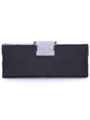 BL701 Black Evening Clutch with Rhinestone Clip - Black, Front View Thumbnail