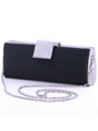 BL701 Black Evening Clutch with Rhinestone Clip - Black, Alt View Thumbnail