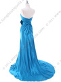 C1642 Teal Charmeuse Strapless Evening Dress - Teal, Back View Thumbnail
