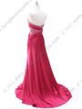C1643 Raspberry Charmeuse Strapless Evening Dress - Raspberry, Back View Thumbnail