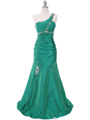 C1646 Green One Shoulder Evening Dress - Green, Front View Thumbnail