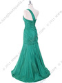 C1646 Green One Shoulder Evening Dress - Green, Back View Thumbnail