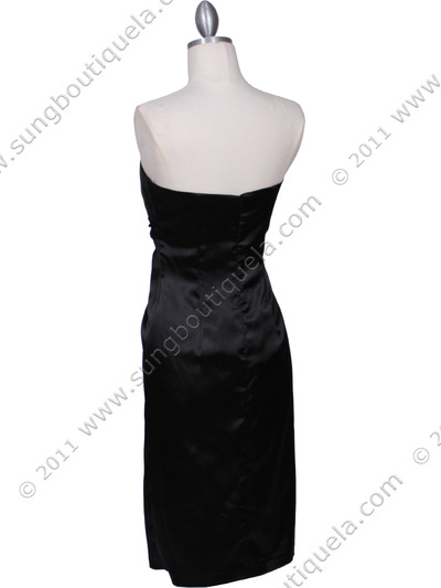 C5077 Black Strapless Cocktail Dress - Black, Back View Medium