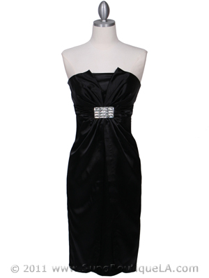 C5077 Black Strapless Cocktail Dress, Black