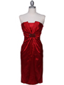 C5077 Red Strapless Cocktail Dress - Red, Front View Thumbnail