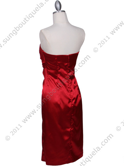C5077 Red Strapless Cocktail Dress - Red, Back View Medium