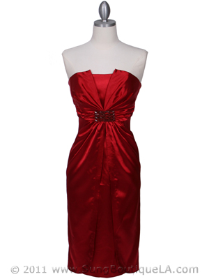 C5077 Red Strapless Cocktail Dress, Red