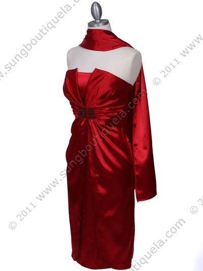 C5077 Red Strapless Cocktail Dress - Red, Alt View Medium