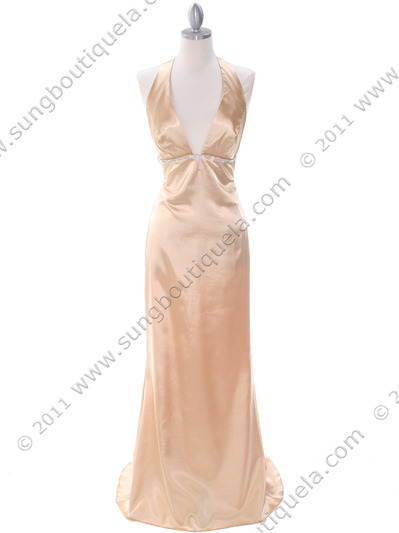 C7123 Gold Evening Dress - Gold, Front View Medium