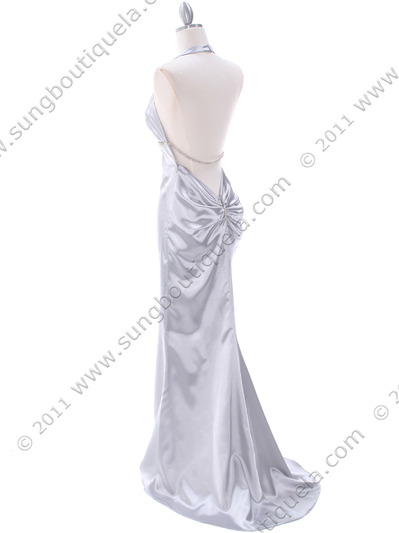 C7123 Silver Evening Dress - Silver, Back View Medium