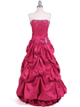 C804 Hot Pink Beaded Evening Gown - Hot Pink, Front View Thumbnail