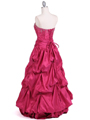 C804 Hot Pink Beaded Evening Gown - Hot Pink, Back View Thumbnail