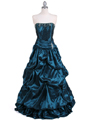 C804 Jade Beaded Evening Gown - Jade, Front View Thumbnail