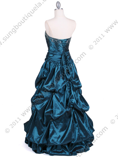 C804 Jade Beaded Evening Gown - Jade, Back View Medium