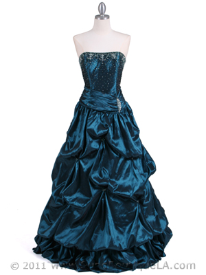 C804 Jade Beaded Evening Gown, Jade