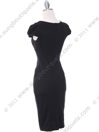 CE8655 Black Mid Length Pencil Dress - Black, Back View Medium