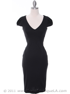 CE8655 Black Mid Length Pencil Dress, Black