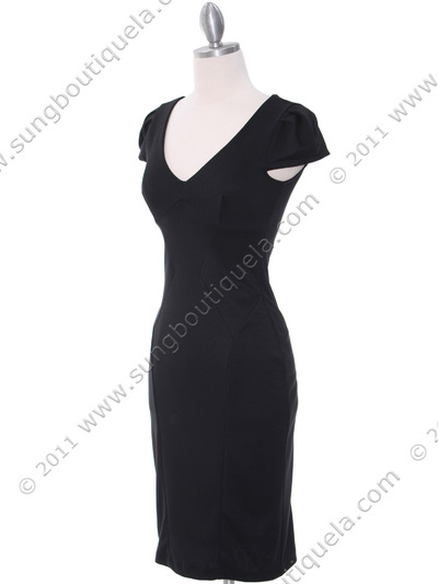 CE8655 Black Mid Length Pencil Dress - Black, Alt View Medium