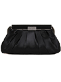 E120ST Black Satin Evening Bag with Rhinestone Clip - Black, Front View Thumbnail