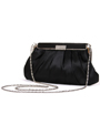 E120ST Black Satin Evening Bag with Rhinestone Clip - Black, Alt View Thumbnail